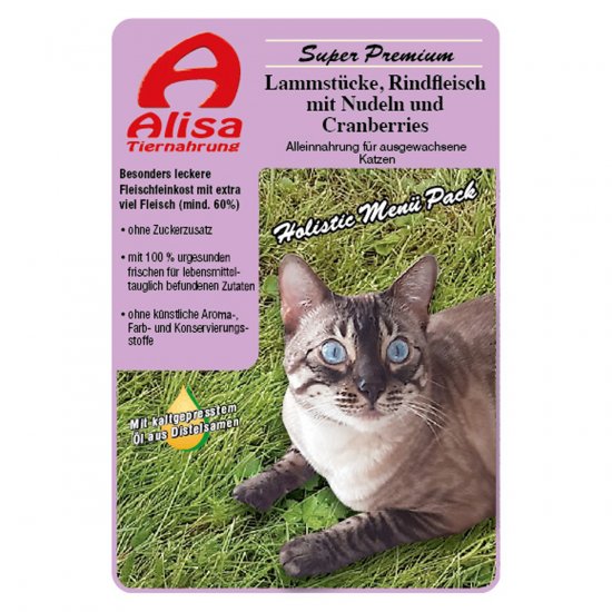 Katzennassfutter mit Lammfleisch, Muskelfleisch und Obst online kaufen bei Alisa Tiernahrung Onlineshop für Tiernahrung
